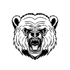 illustration of the face of an angry black bear PNG