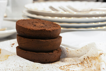 Pile of puck of coffee ground from espresso machine.