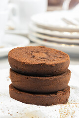 Pile of puck of coffee ground from espresso machine.