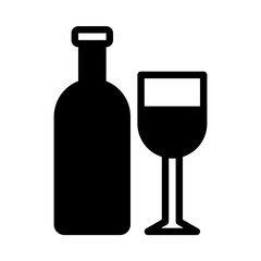 Wine icon or logo illustration outline black style