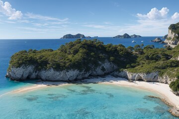 Obraz premium A peaceful bay with gentle waves and a clear blue sky
