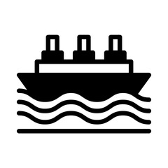 Obraz premium Ship icon or logo illustration outline black style