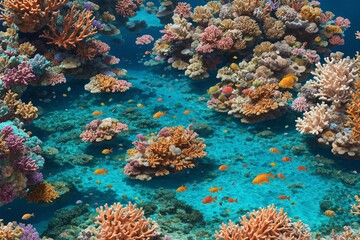 Naklejka premium A beautiful coral reef with vibrant fish and clear turquoise water