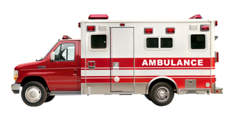 Ambulance Side View Isolated on Transparent Background
