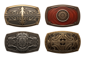 Belt Buckle Set Isolated on Transparent Background
