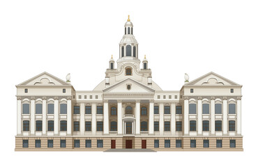 Fototapeta premium City Hall Illustration Style Isolated on Transparent Background 