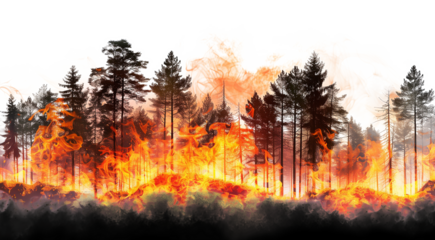 Burning Forest Isolated on Transparent Background
