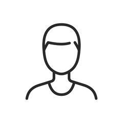 Woman with short haircut, linear style icon. Close-cropped hair. Editable stroke width