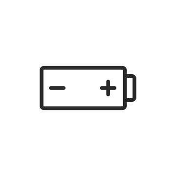 recommend clip art: Battery, linear style icon. device with low battery power. Editable stroke width