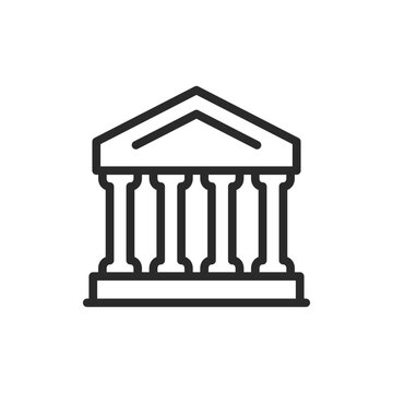 recommend clip art: Historical landmark icon. A building with columns, historical significance. Line with editable stroke.