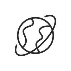 Planet Earth, linear style icon. Earth with orbit lines around it. Editable stroke width