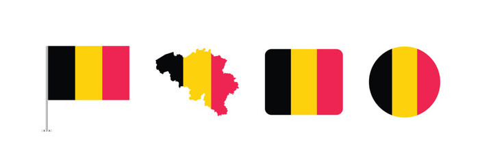 Fototapeta premium Vector Belgium flag. Set of Belgium Flags Collection. 