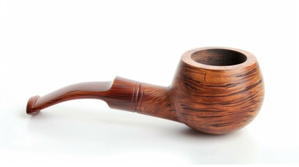 Wooden smoking pipe isolated on white background