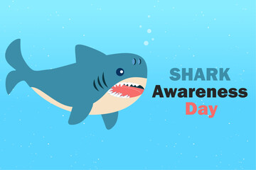 Shark Awareness Day. Shark awareness day design template for celebration, poster, banner, campaign . Vector Illustration. 