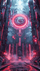 Futuristic Cybergothic Concert Background A Detailed Masterpiece of Cyberpunk and Gothic Heavy Metal Fusion