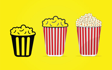 Realistic popcorn in red  striped paper vector 