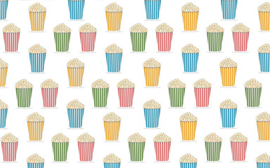 Realistic Popcorn cinema  box seamless pattern