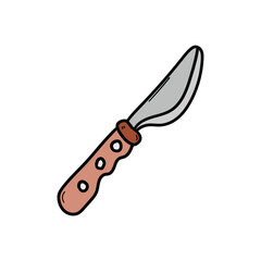 Hand drawn cartoon knife on white background.