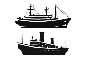 Ship Silhouette with white background