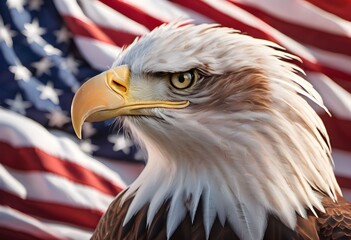 Naklejka premium american eagle and flag