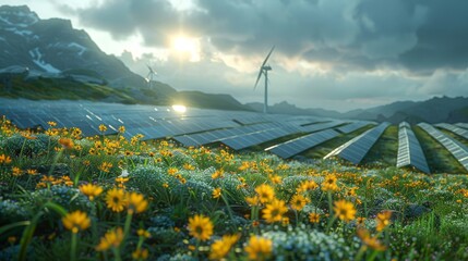 Solar Panel Network and Wind Turbines Generative AI