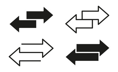 Double reverse arrow set icons, convert sign, replace icon, return icons