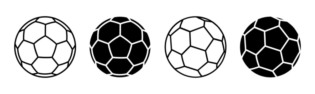 Soccer ball set icons, football signs, line soccer sport ball &ndash; vector