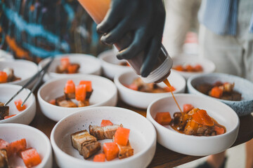 A delightful collection showcasing desserts, Asian cuisine, breakfast and brunch dishes, and coffee. Enjoy the visual feast of gourmet sweets, exotic Asian flavors, hearty breakfast plates, and artisa