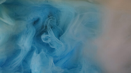 Color smoke texture. Paint water mix. Defocused blue mist cloud floating flow dreamlike abstract...