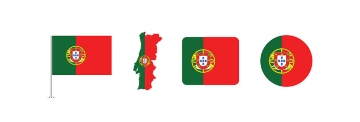 Vector Portugal flag. Set of Portugal Flags Collection. 
