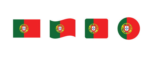 Vector Portugal flag. Set of Portugal Flags Collection. 

