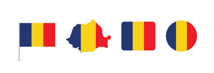 Vector Romania flag. Set of Romania Flags Collection. 
