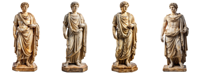 Antique statue on isolated transparent background