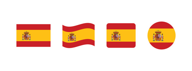 Obraz premium Vector Spain flag. Set of Spain Flags Collection. 