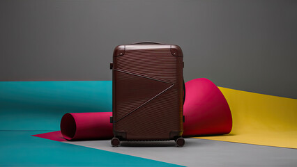 suitcase, minimalism, monotone background, rich colors