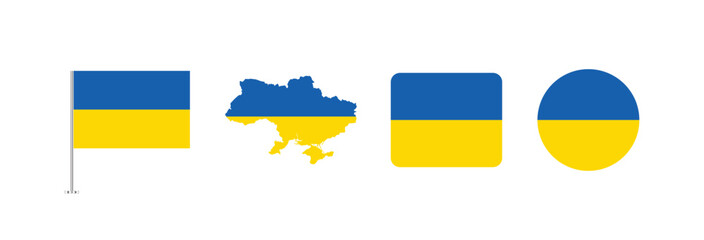 Vector Ukraine flag. Set of Ukraine Flags Collection. 
