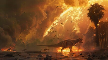 Obraz premium Artwork of Dinosaur Extinction Event