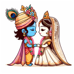 Hindu god and goddess Radha-Krishna vector illustration 