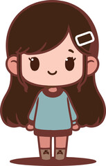 a Cute Girl on a White Background - Vector Illustration