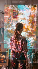 Artist woman using AI Art Assistant to generate image