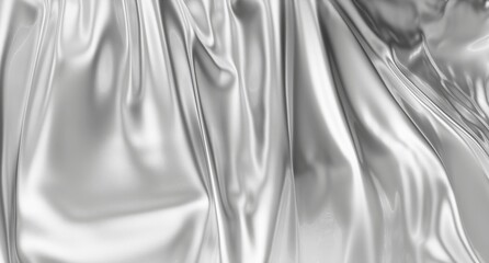 3D render, luxurious silver shimmer,  fabric, liquid silver, shimmer, glow, metal texture, light silver, silver background, 3D background