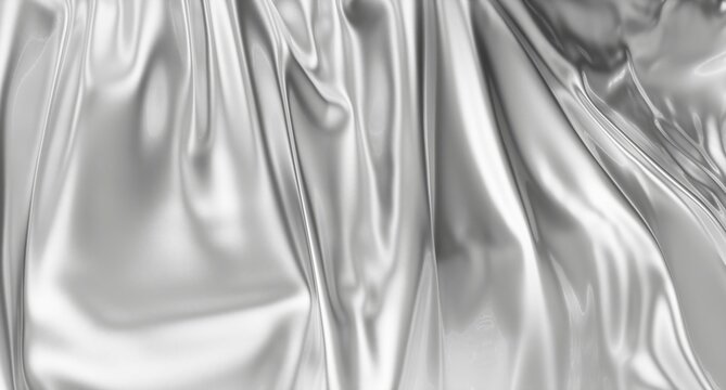 3D render, luxurious silver shimmer,  fabric, liquid silver, shimmer, glow, metal texture, light silver, silver background, 3D background