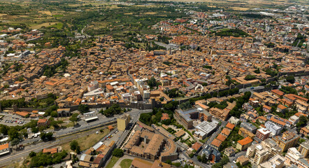 Obraz premium Panoramic aerial view of the historic center of the city of Viterbo, in Lazio, Italy.
