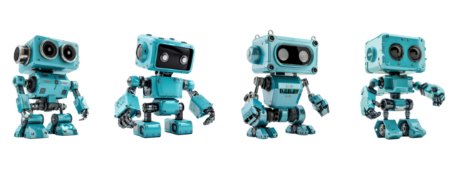 A robot isolated on white transparent background, PNG File. Perfect for clipart