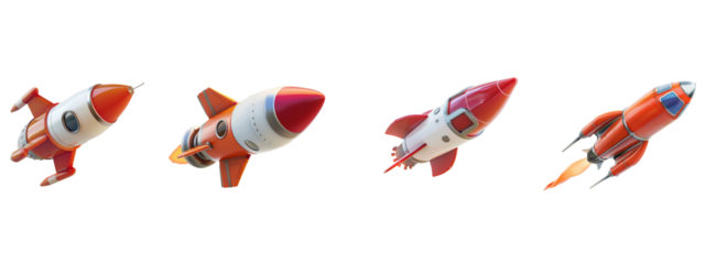 A rocket isolated on white transparent background, PNG File. Perfect for clipart
