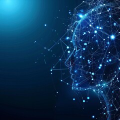 Fototapeta premium Artificial intelligence. Technology web background. Virtual concept, brain drawing