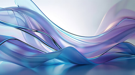 Fototapeta premium Fluid Abstract 3D Glass Wave in Soft Blues and Purples with Smooth Gradients Background