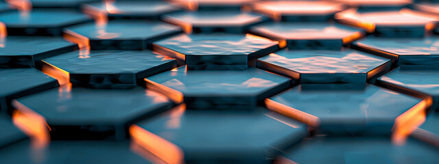 Fototapeta premium Hexagonal Grid: A Study in Light and Shadow