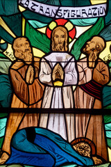 Fototapeta premium Bible : Transfiguration of Jesus. Bible : Transfiguration de Jésus. Annecy - France