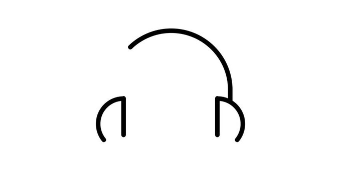 Headphones animated outline icon with alpha channel. Headphones 4k motion design animation for web, mobile and ui design